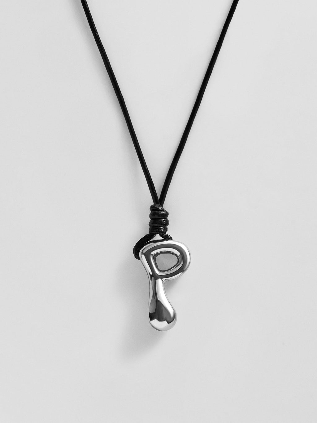 Cord Initial Necklace - Silver