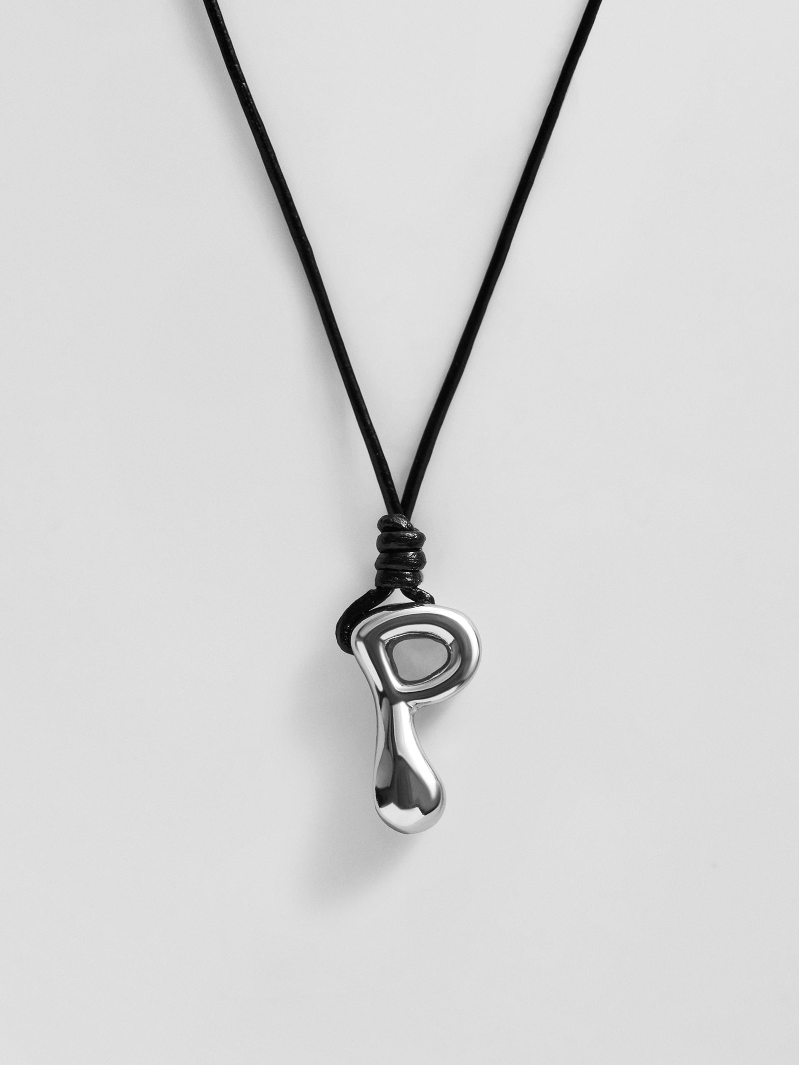 Cord Initial Necklace - Silver