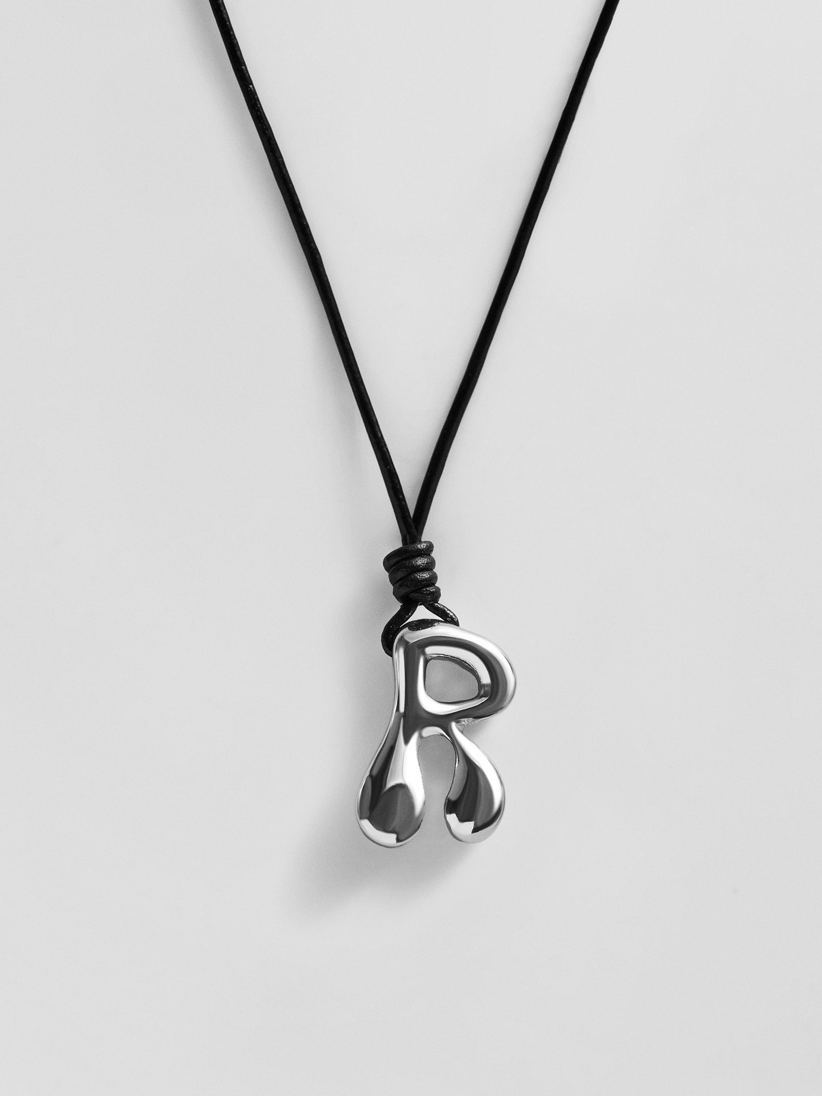 Cord Initial Necklace - Silver