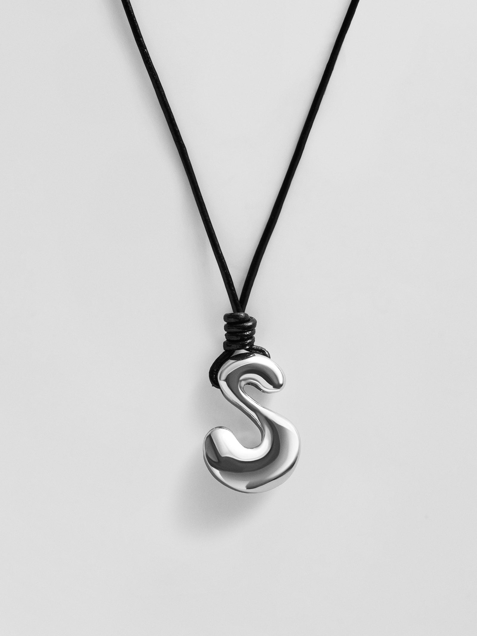 Cord Initial Necklace - Silver
