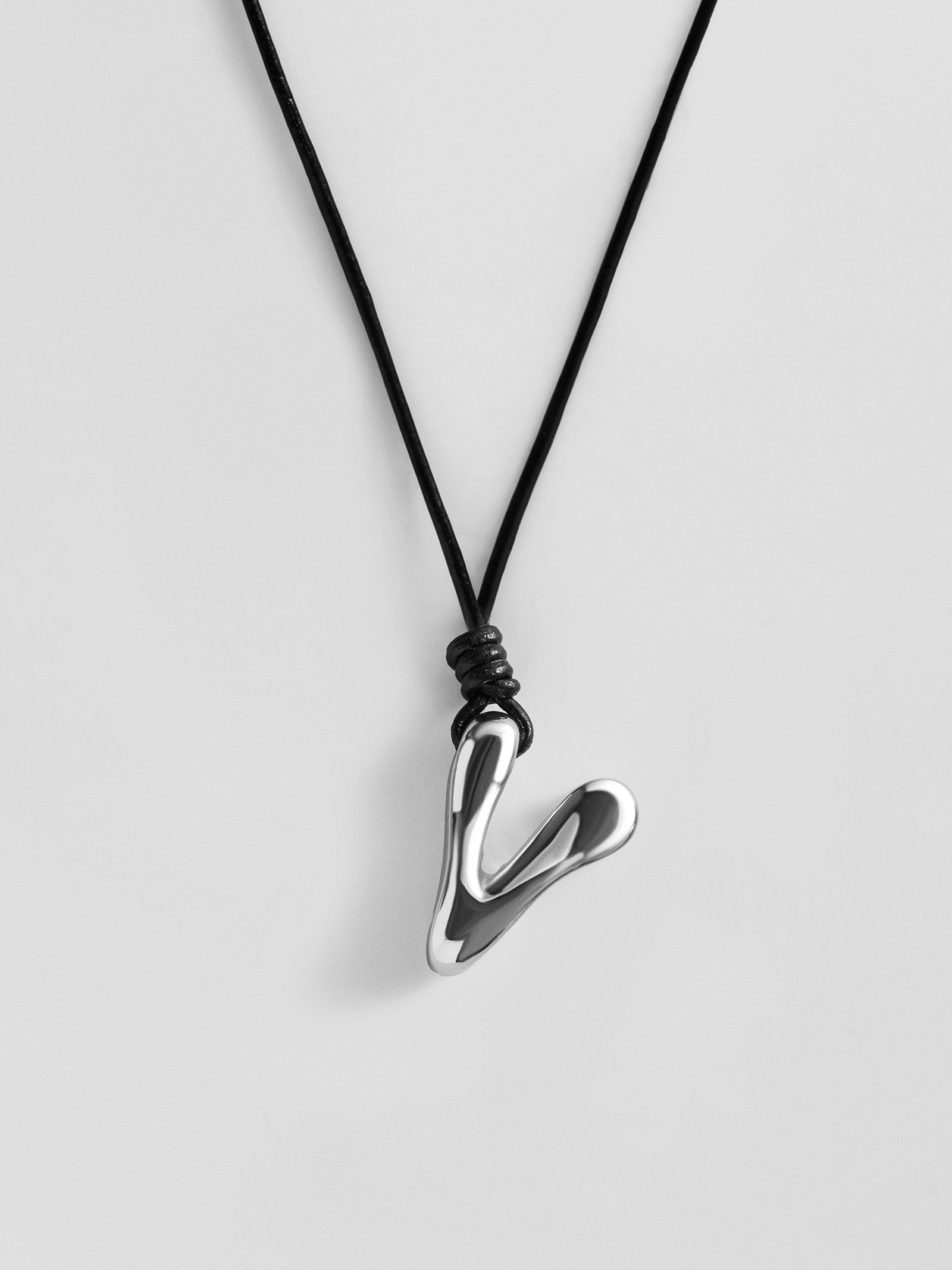 Cord Initial Necklace - Silver