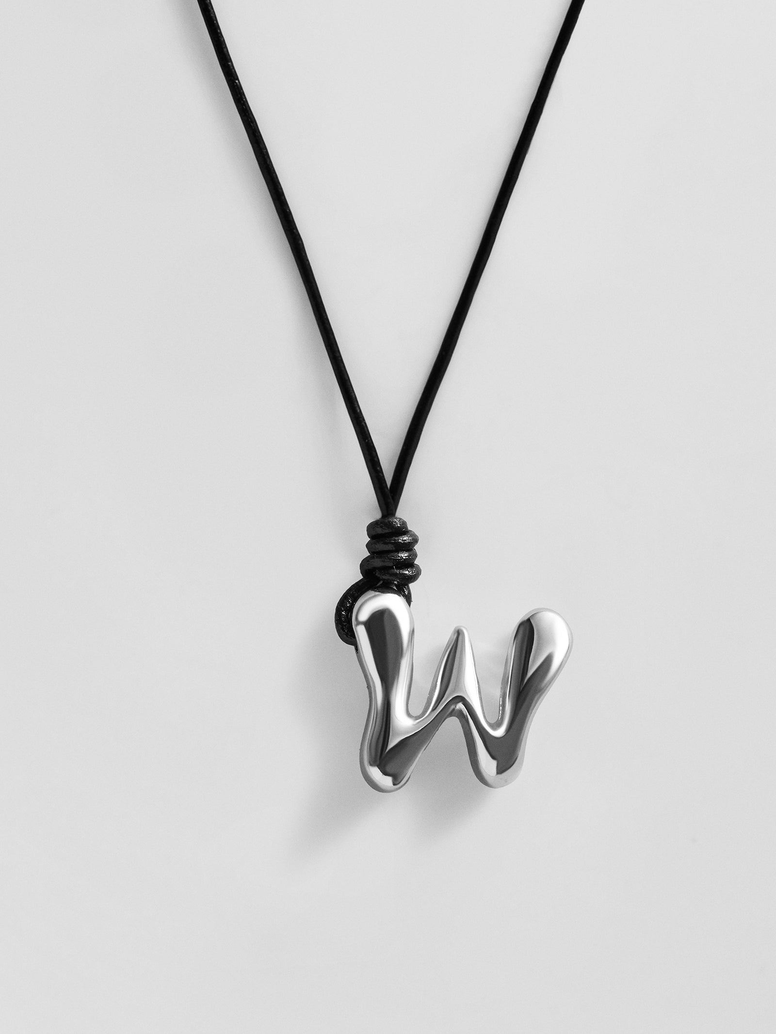 Cord Initial Necklace - Silver