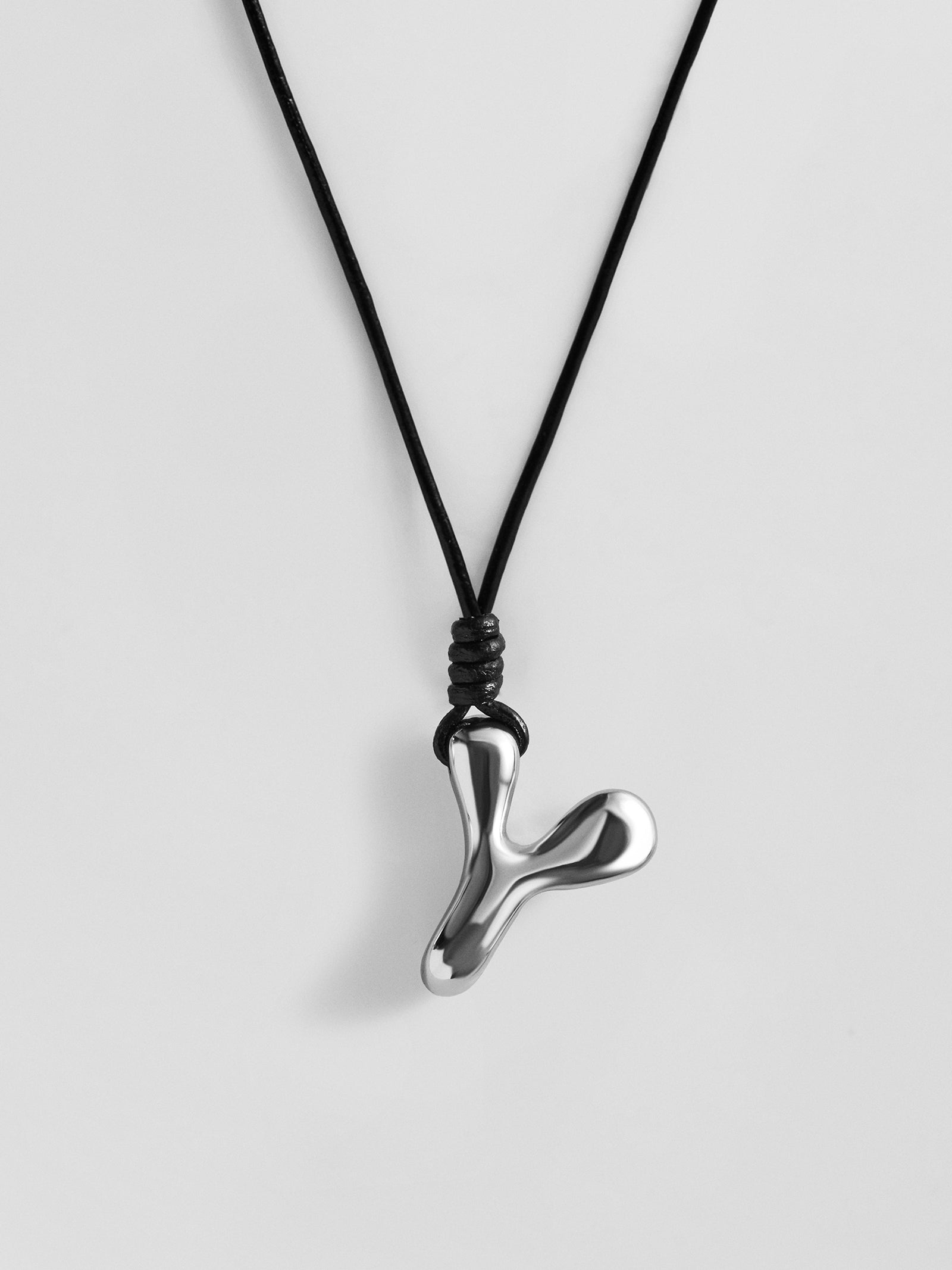 Cord Initial Necklace - Silver