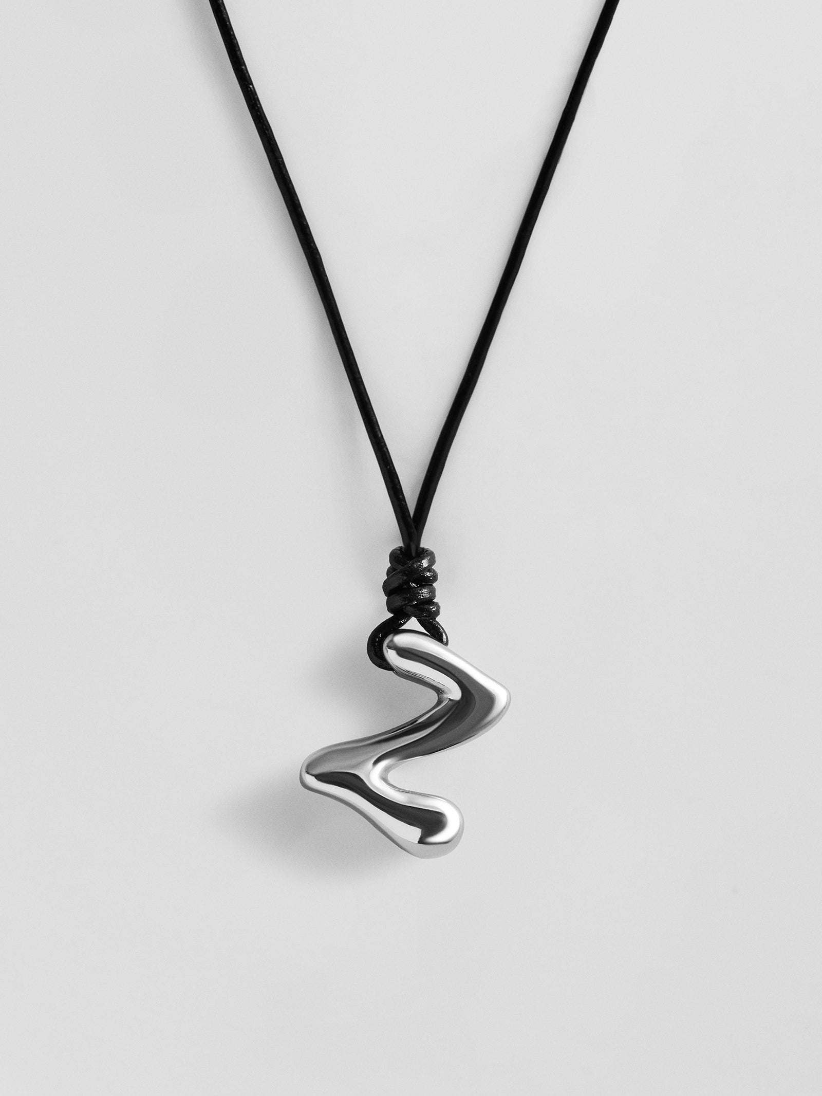 Cord Initial Necklace - Silver