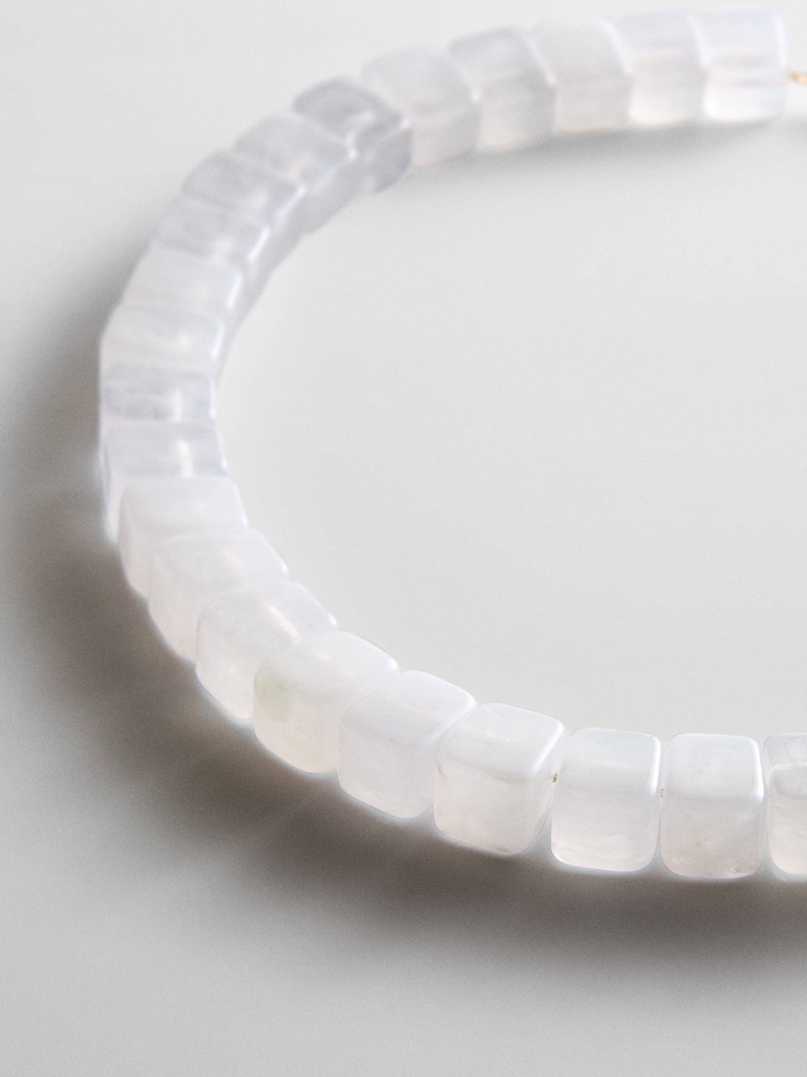 Jess Square Beaded Necklace - White Quartz