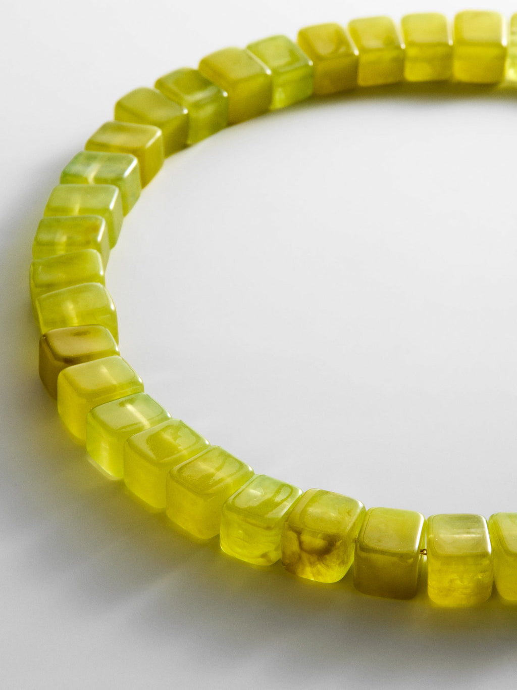 Jess Square Beaded Necklace - Olive Jade
