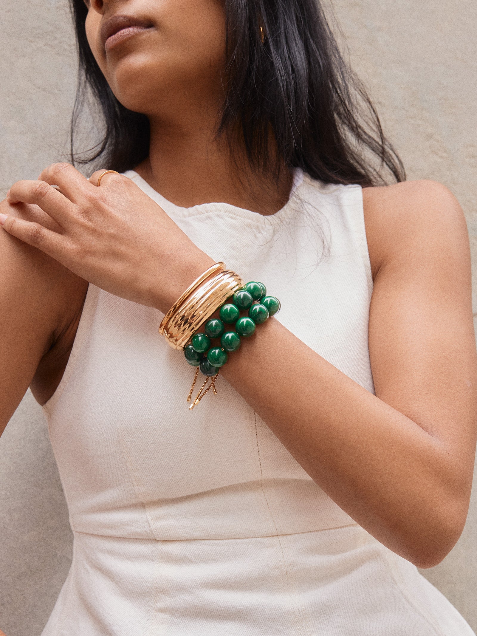 Jane Beaded Bracelet - Dark Green