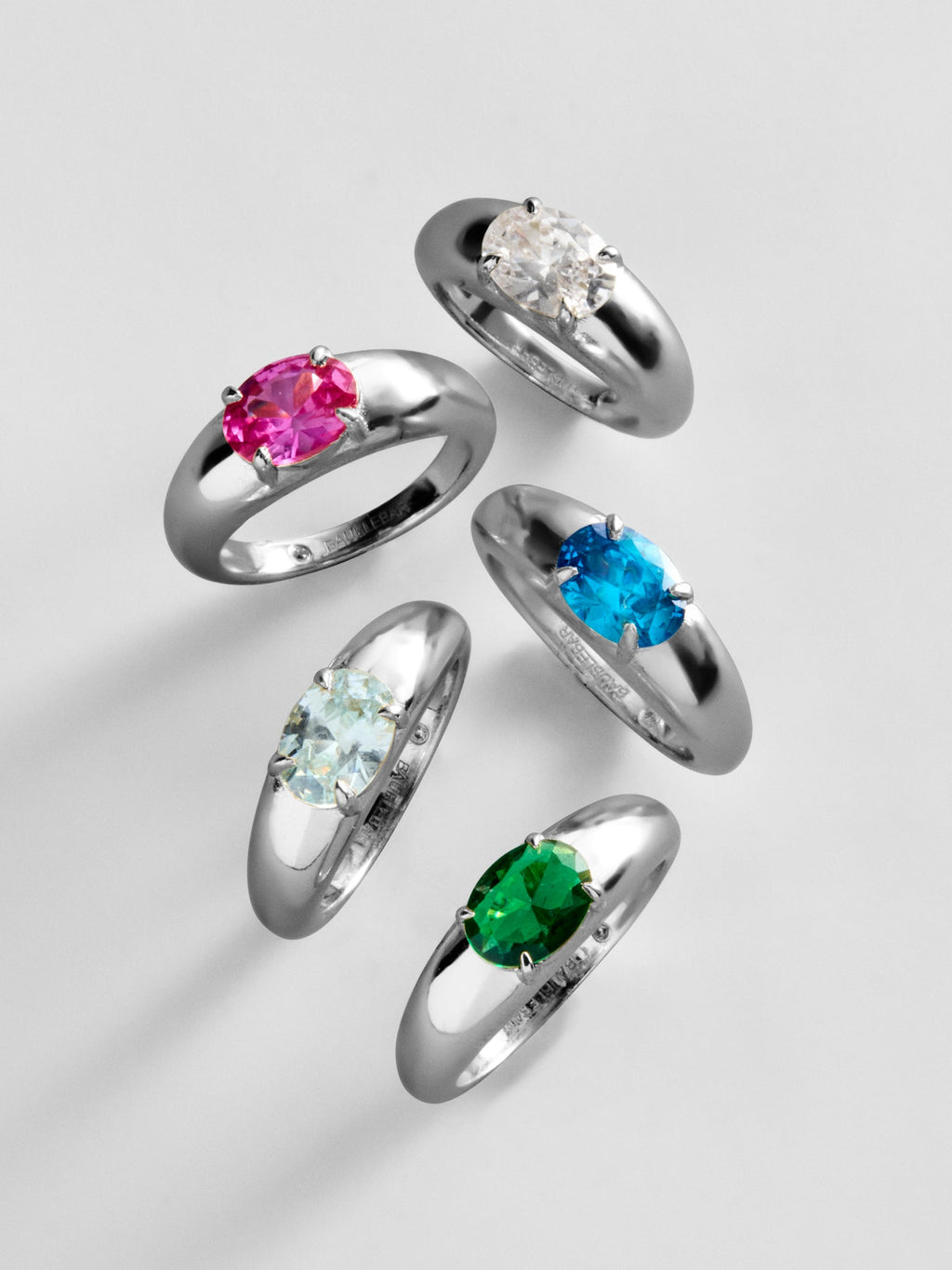 Cigar Band Custom Birthstone Ring - Silver