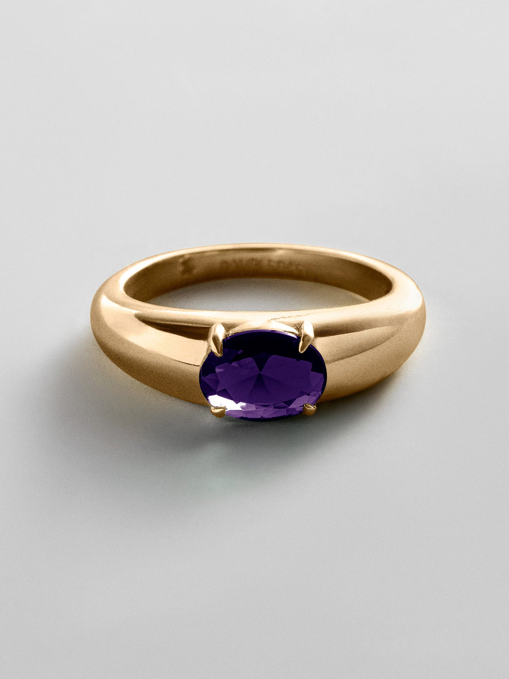 Cigar Band Custom Birthstone Ring - Gold