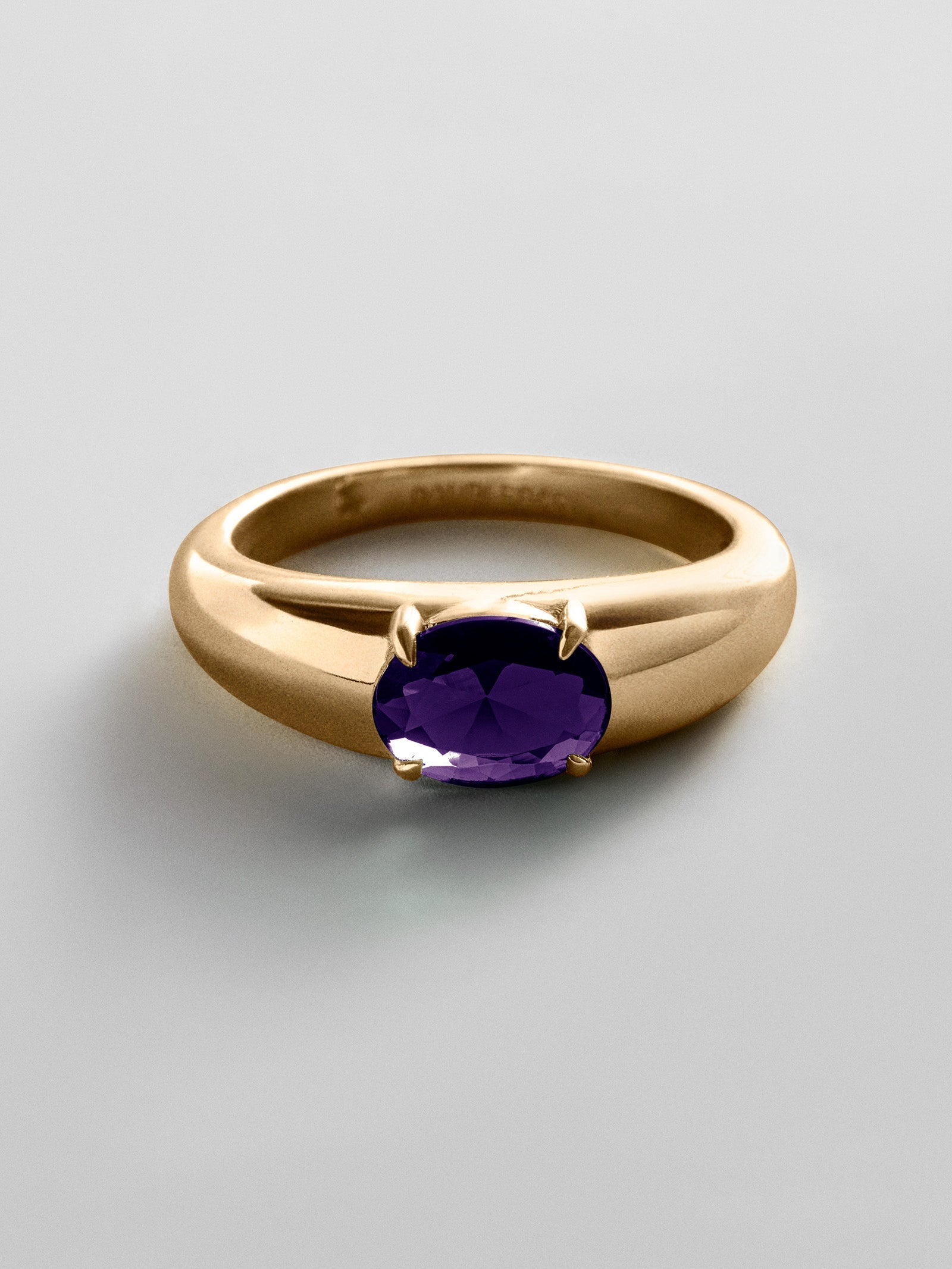 Cigar Band Custom Birthstone Ring - Gold