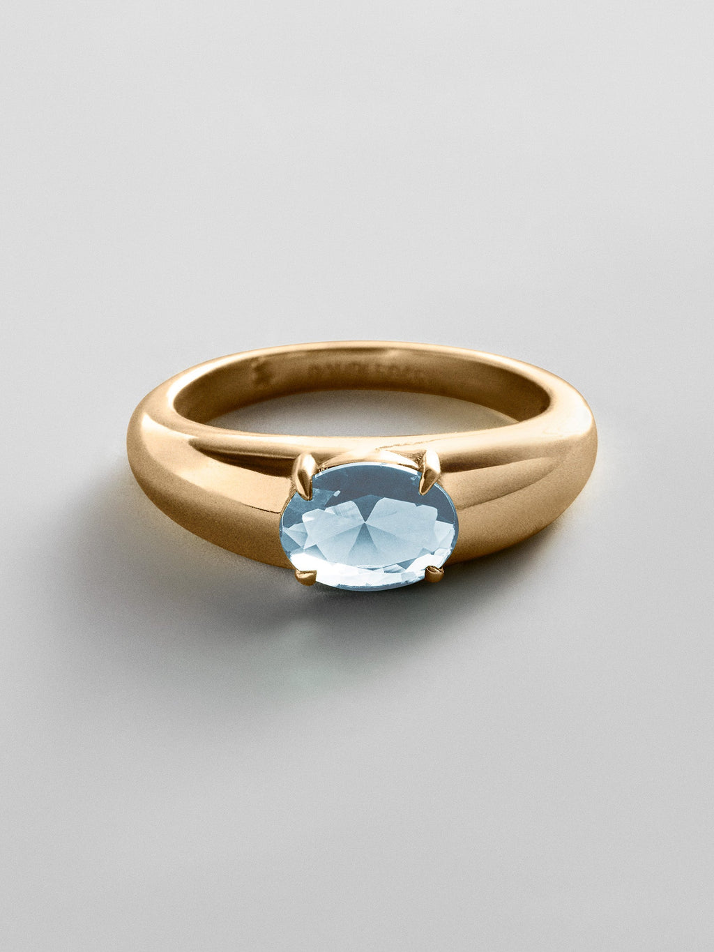 Cigar Band Custom Birthstone Ring - Gold