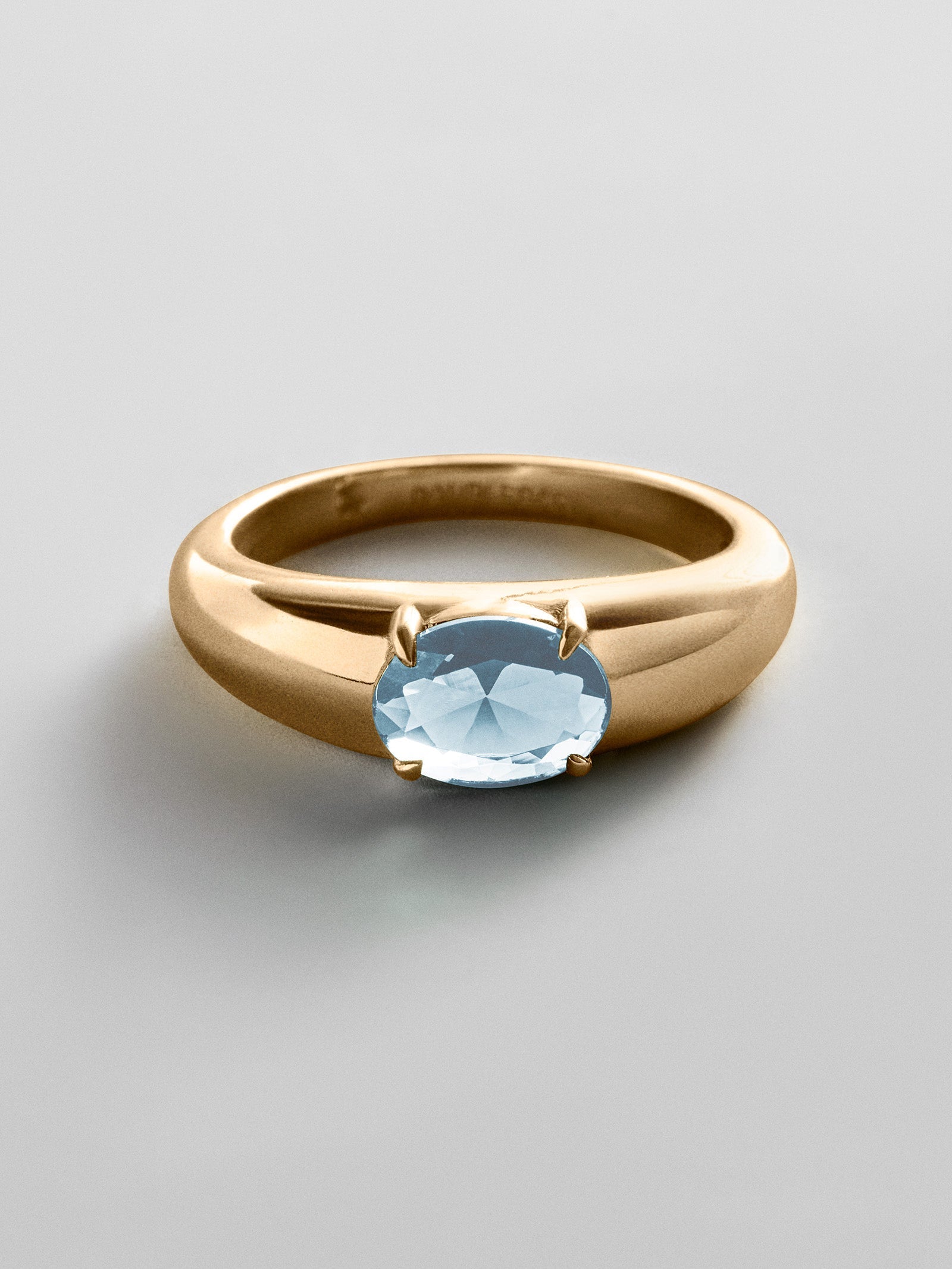 Cigar Band Custom Birthstone Ring - Gold