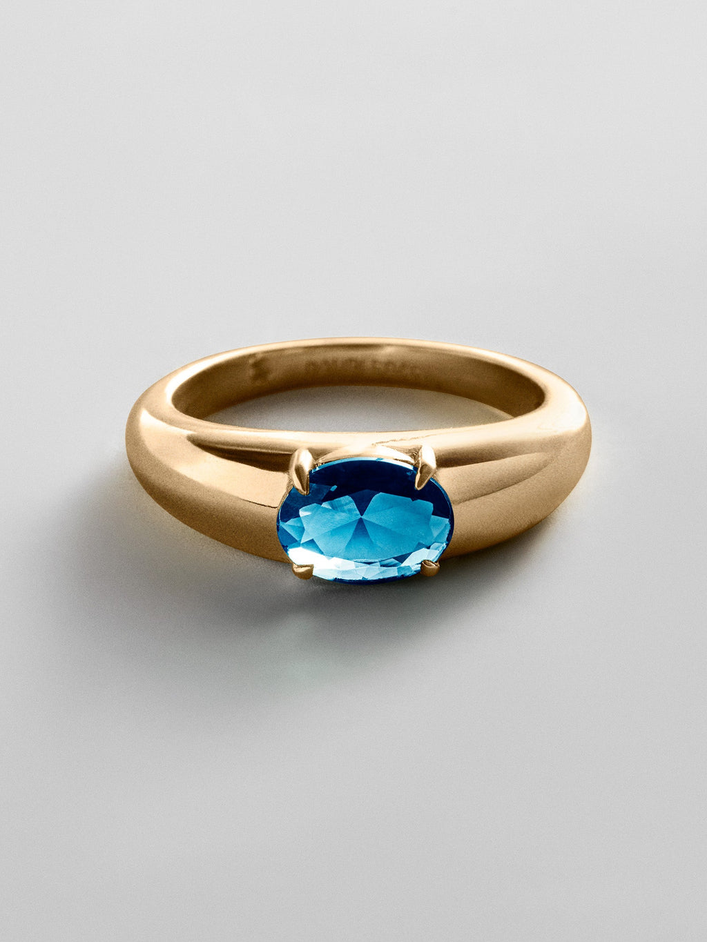 Cigar Band Custom Birthstone Ring - Gold