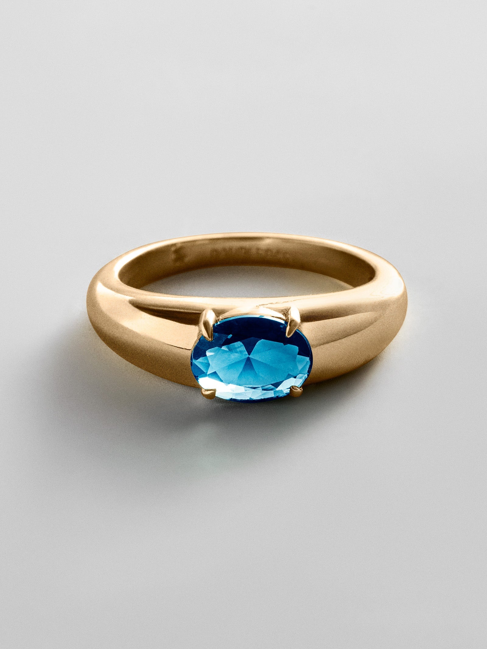 Cigar Band Custom Birthstone Ring - Gold