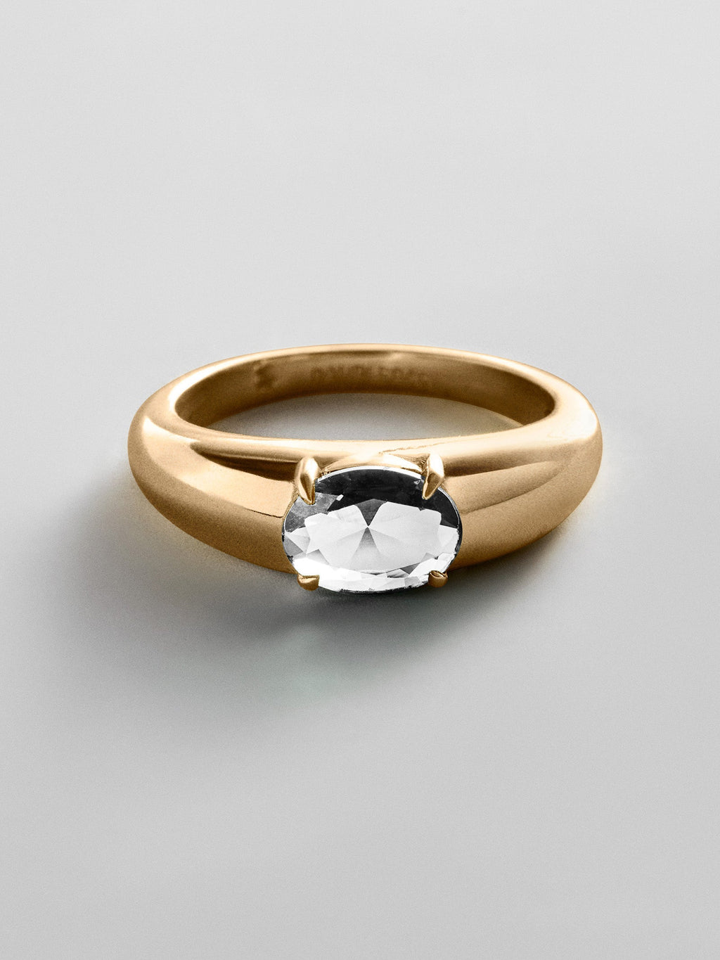 Cigar Band Custom Birthstone Ring - Gold