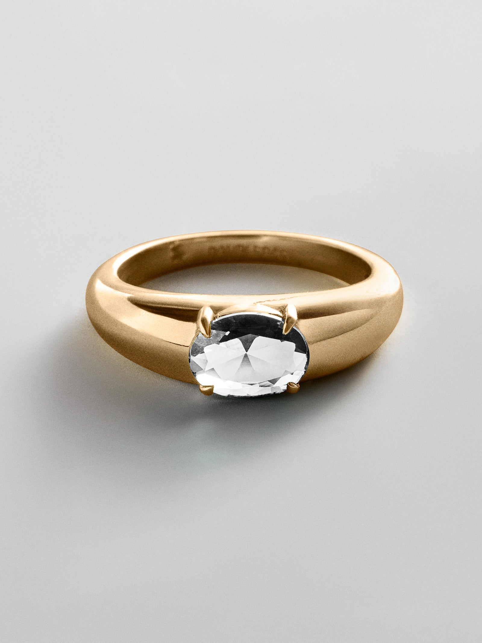 Cigar Band Custom Birthstone Ring - Gold