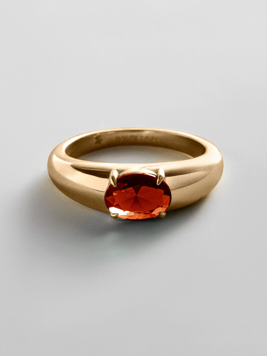 Cigar Band Custom Birthstone Ring - Gold