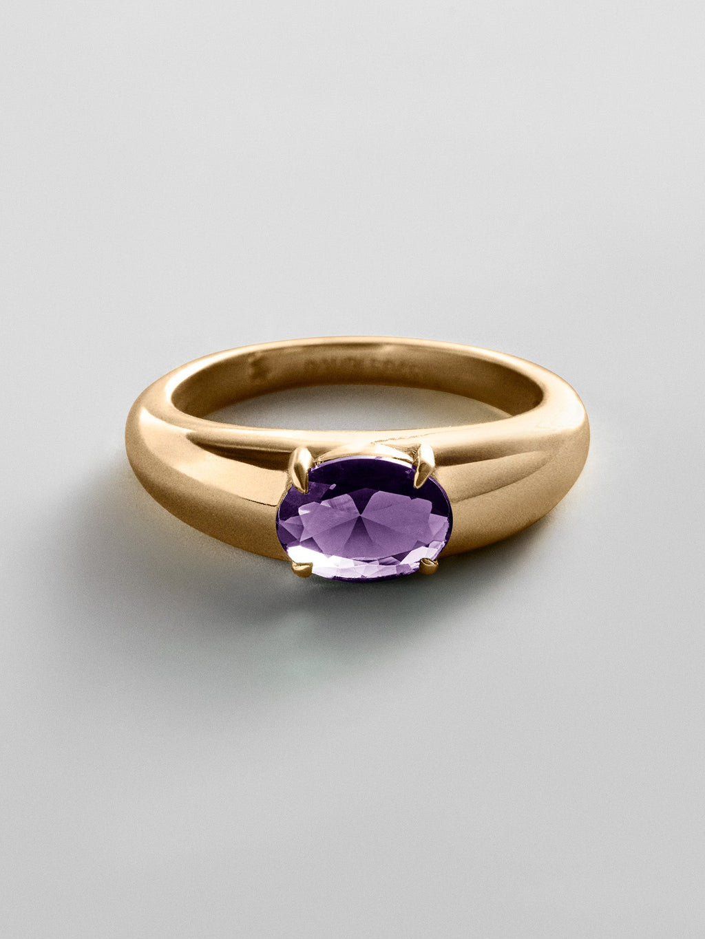 Cigar Band Custom Birthstone Ring - Gold