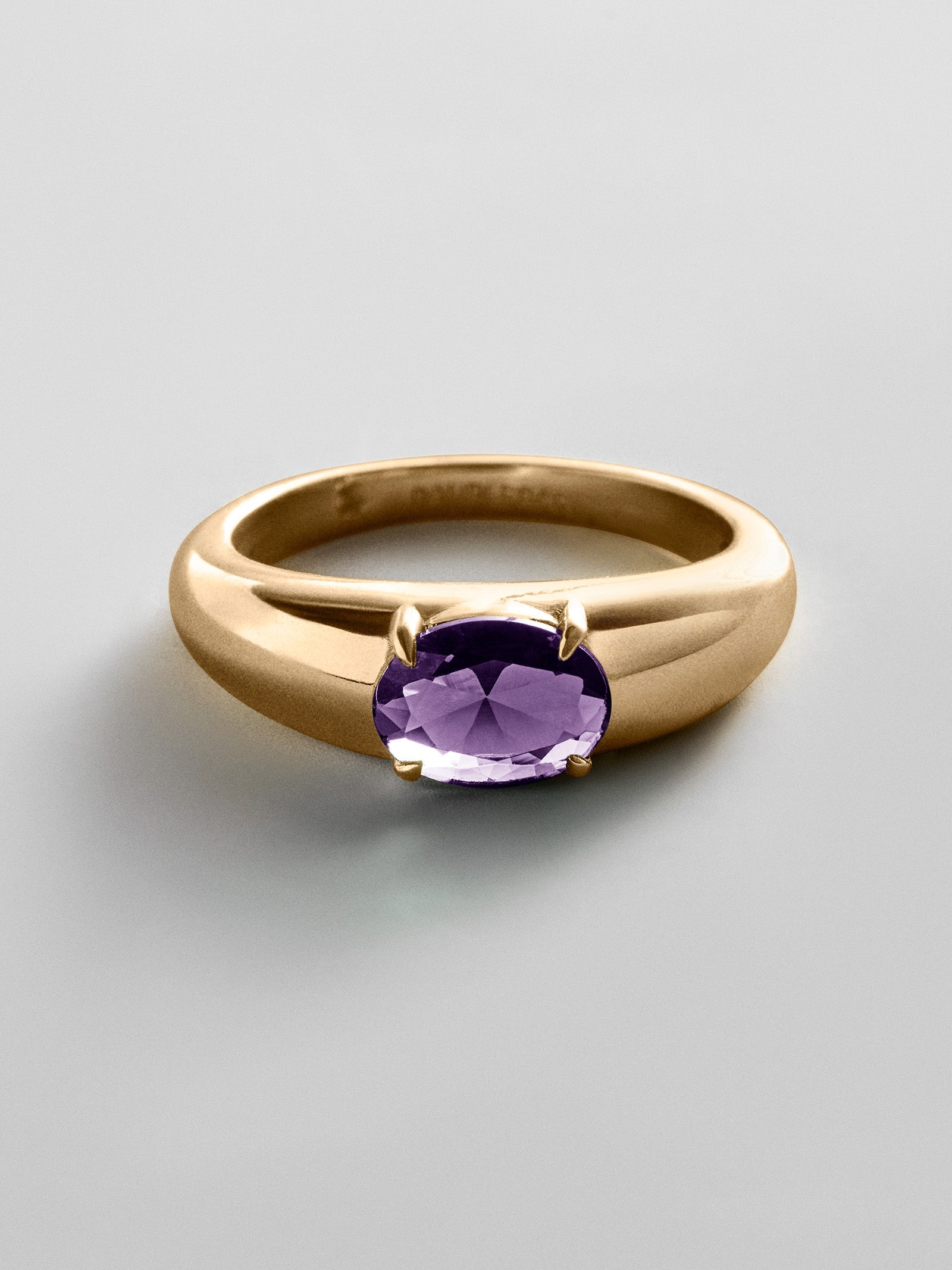 Cigar Band Custom Birthstone Ring - Gold