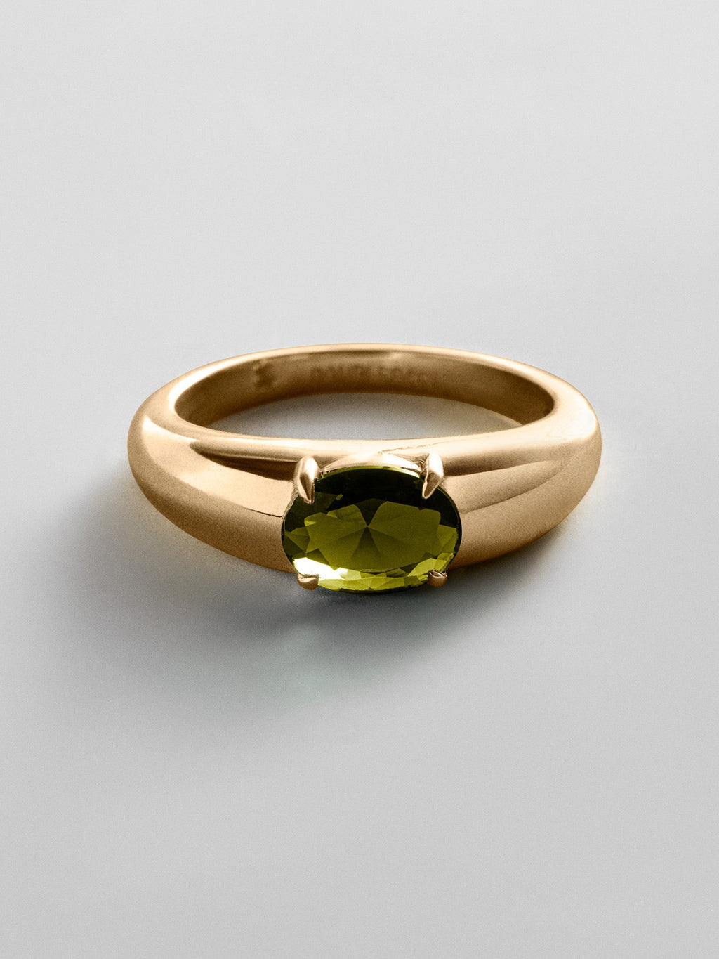 Cigar Band Custom Birthstone Ring - Gold
