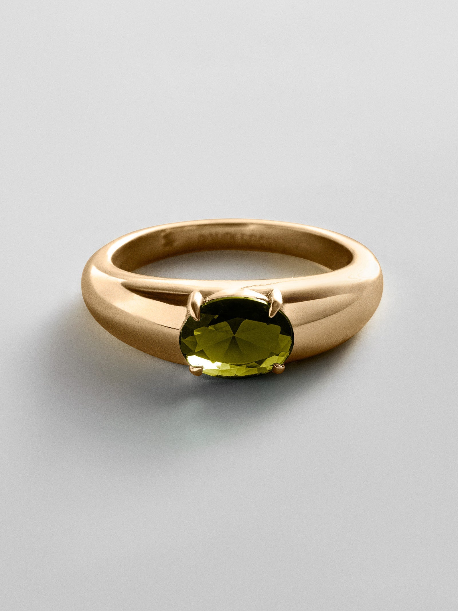 Cigar Band Custom Birthstone Ring - Gold