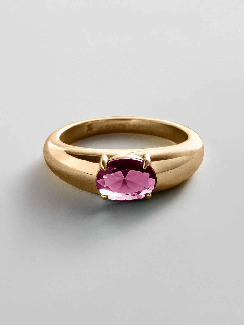 Cigar Band Custom Birthstone Ring - Gold