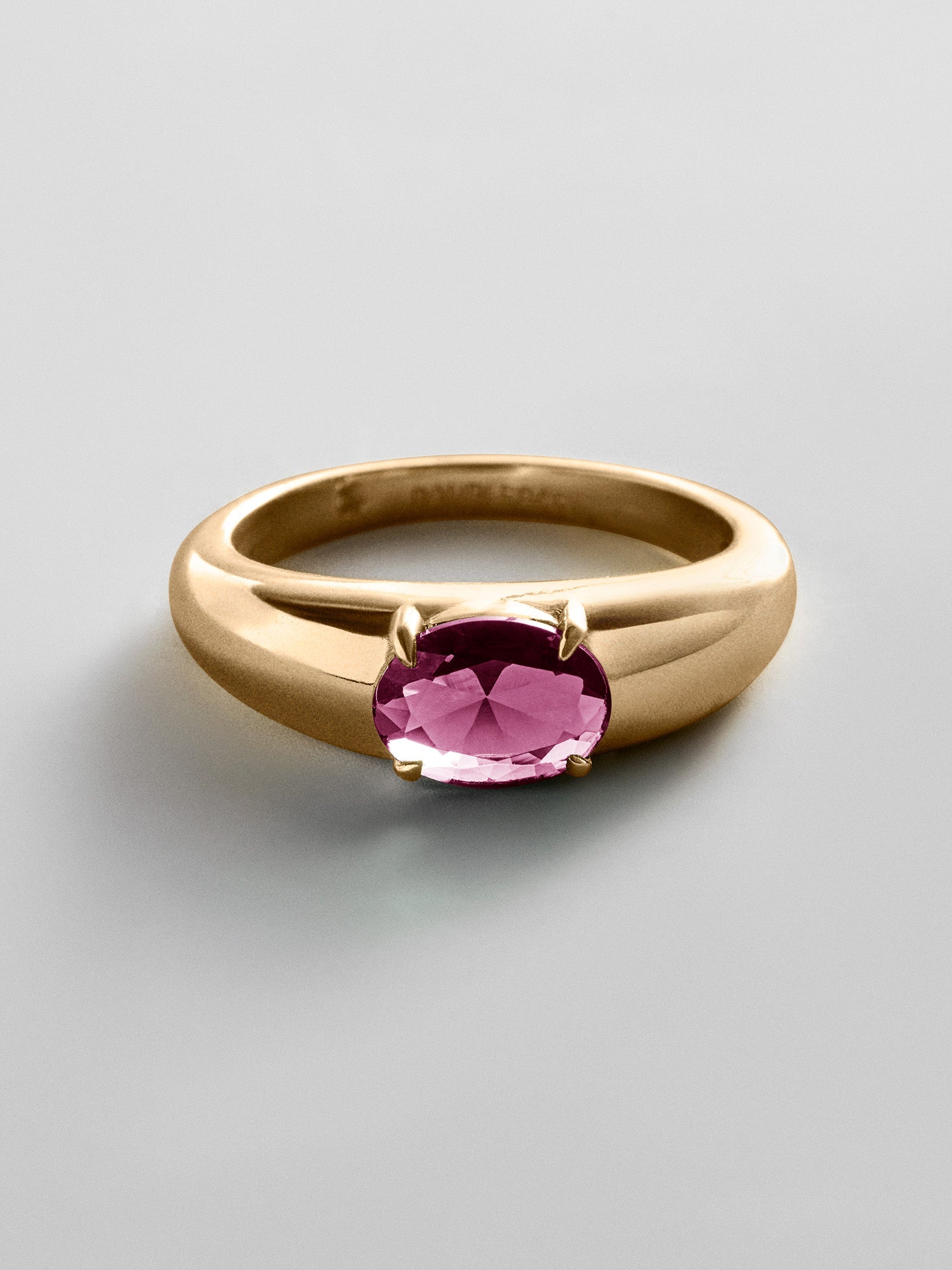 Cigar Band Custom Birthstone Ring - Gold
