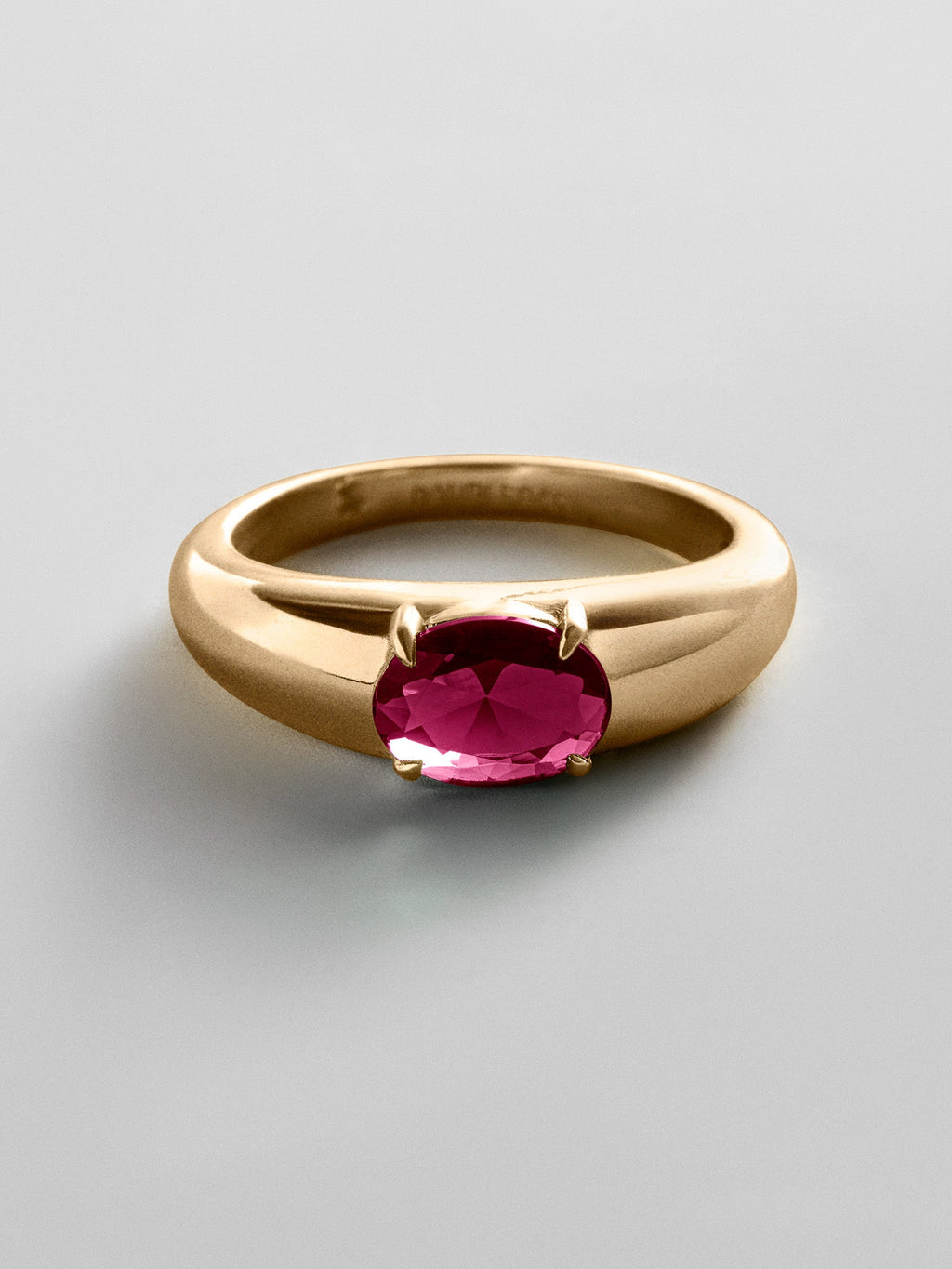 Cigar Band Custom Birthstone Ring - Gold
