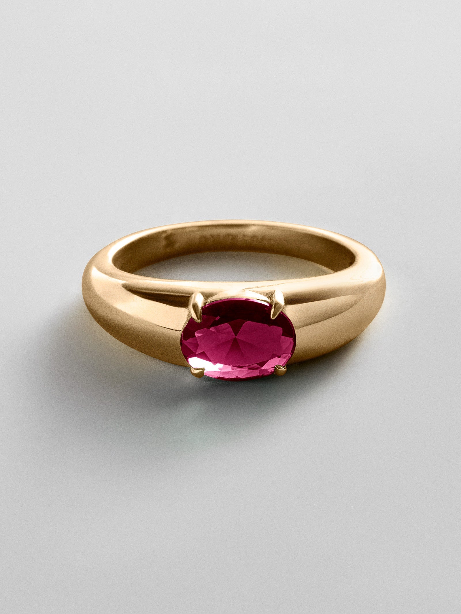 Cigar Band Custom Birthstone Ring - Gold