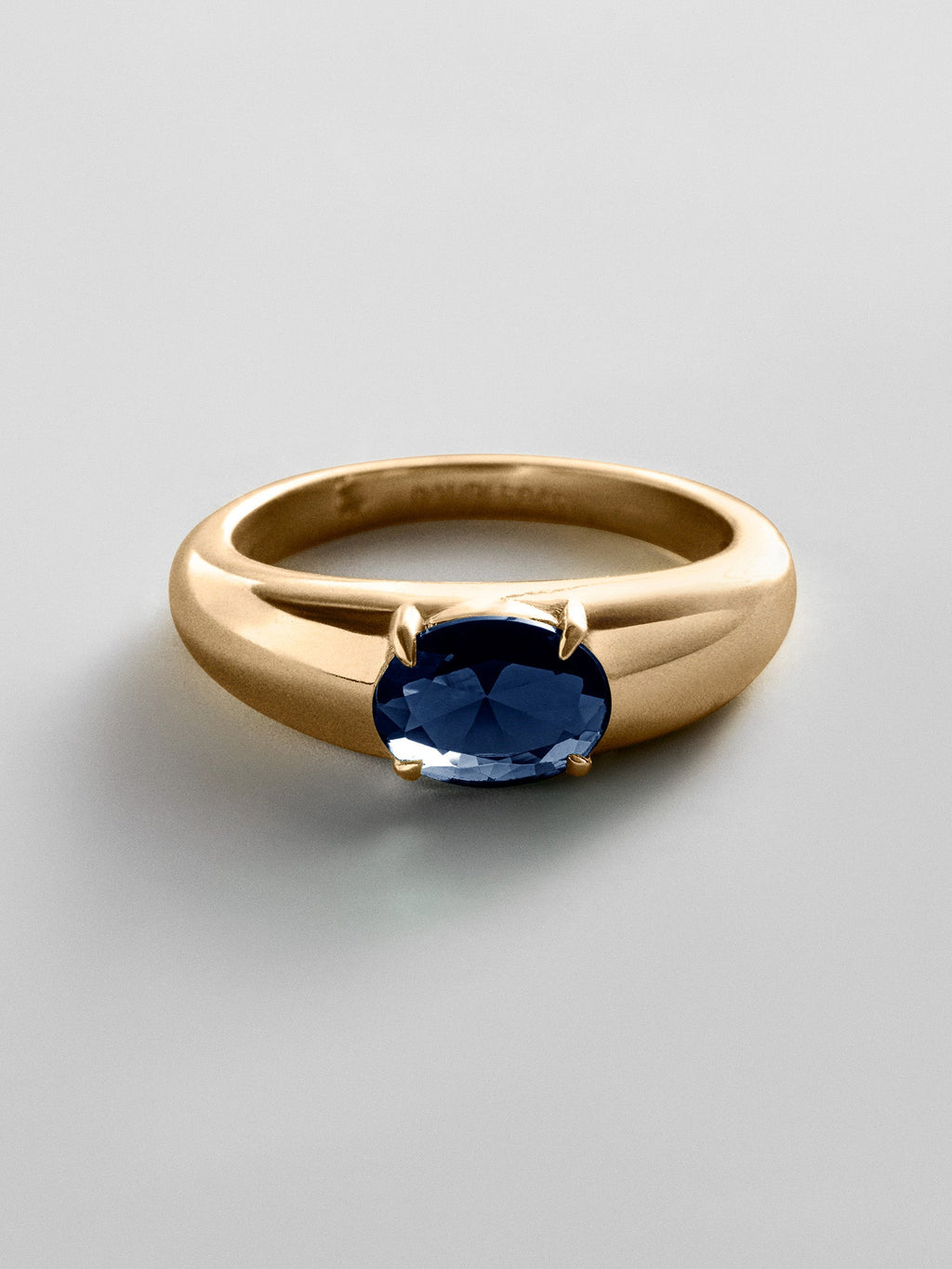 Cigar Band Custom Birthstone Ring - Gold