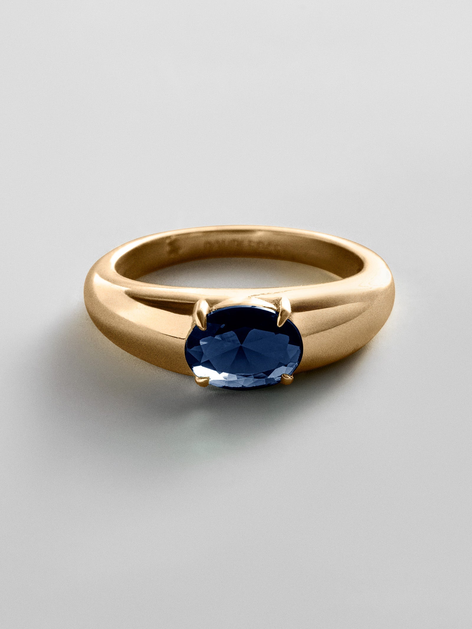 Cigar Band Custom Birthstone Ring - Gold