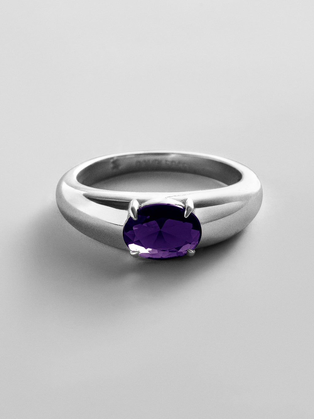Cigar Band Custom Birthstone Ring - Silver