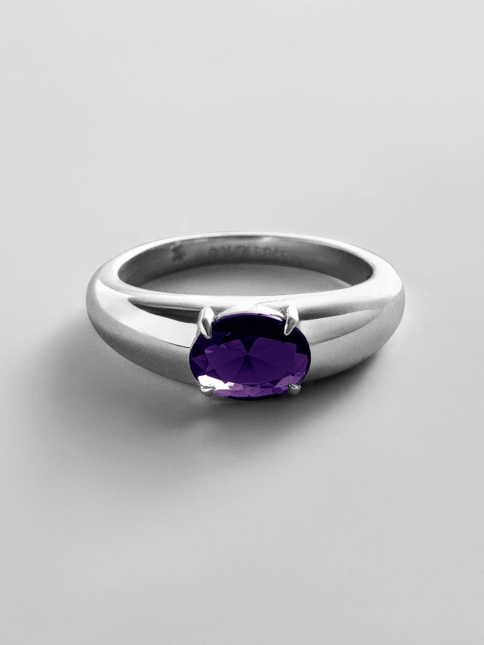 Cigar Band Custom Birthstone Ring - Silver
