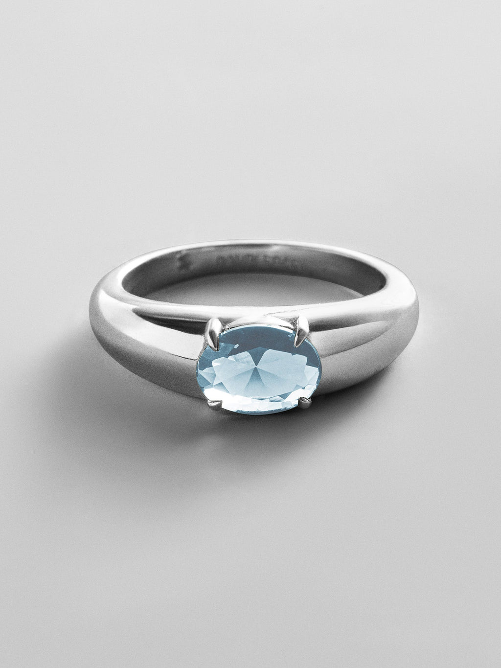 Cigar Band Custom Birthstone Ring - Silver