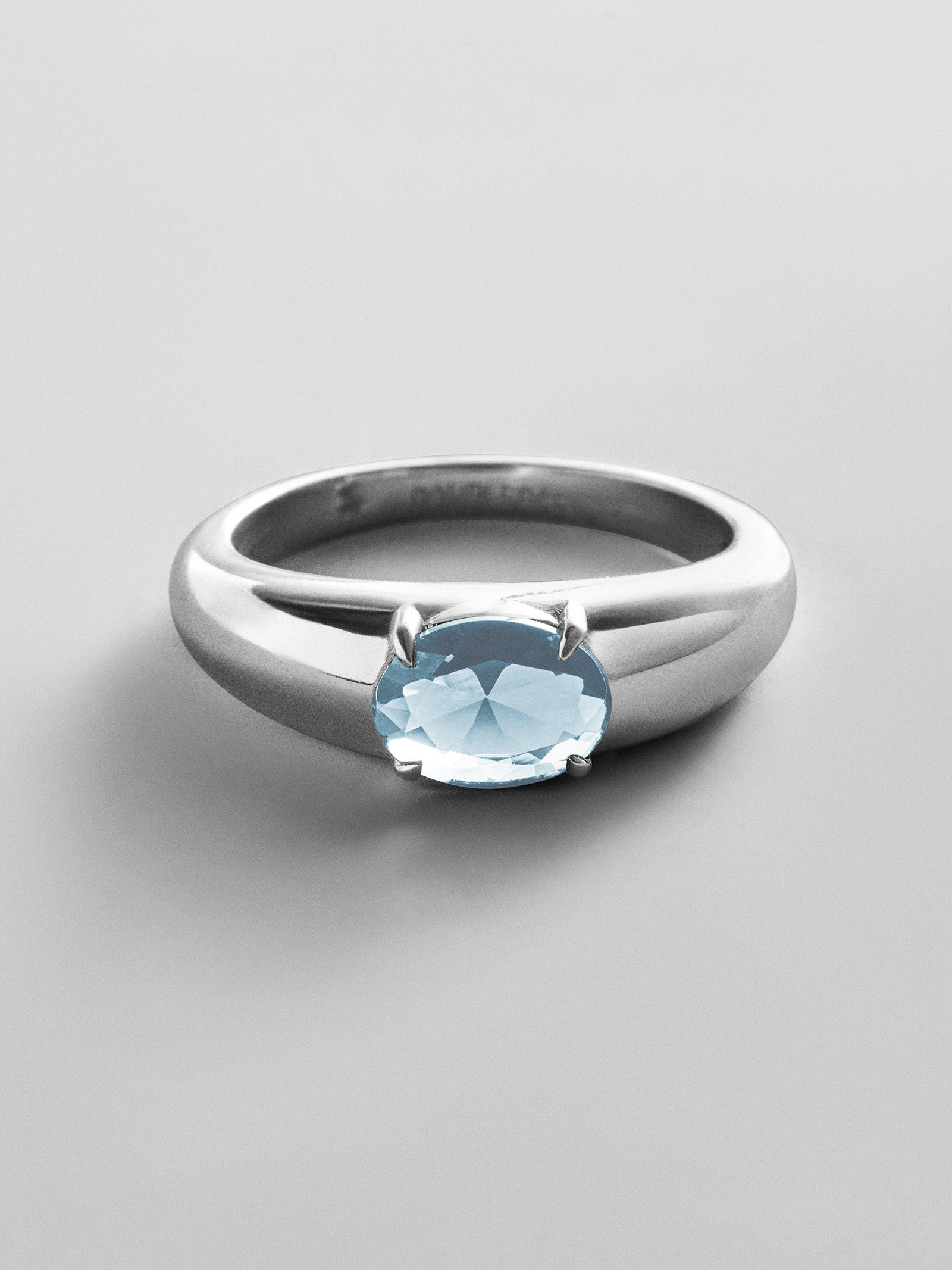 Cigar Band Custom Birthstone Ring - Silver