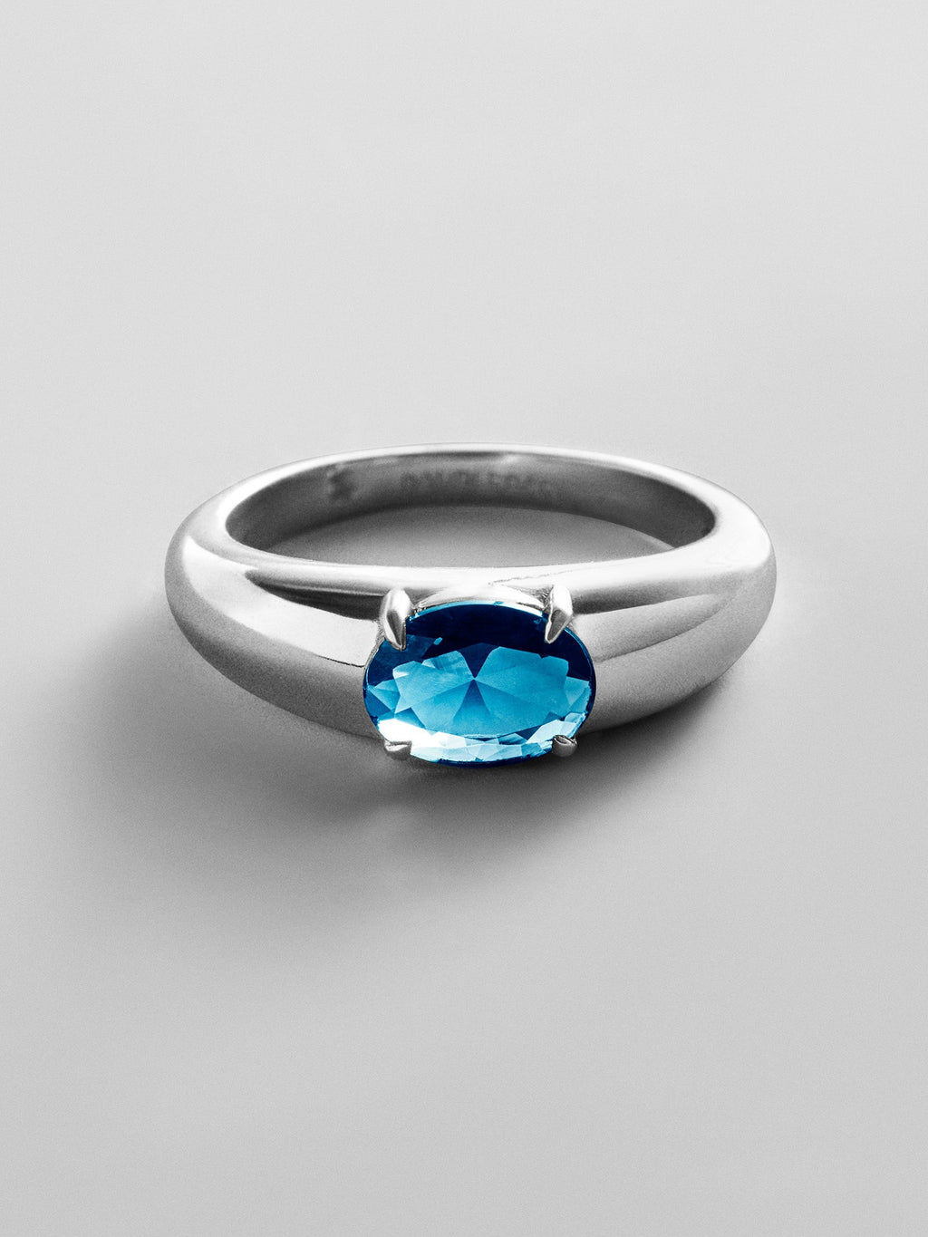Cigar Band Custom Birthstone Ring - Silver