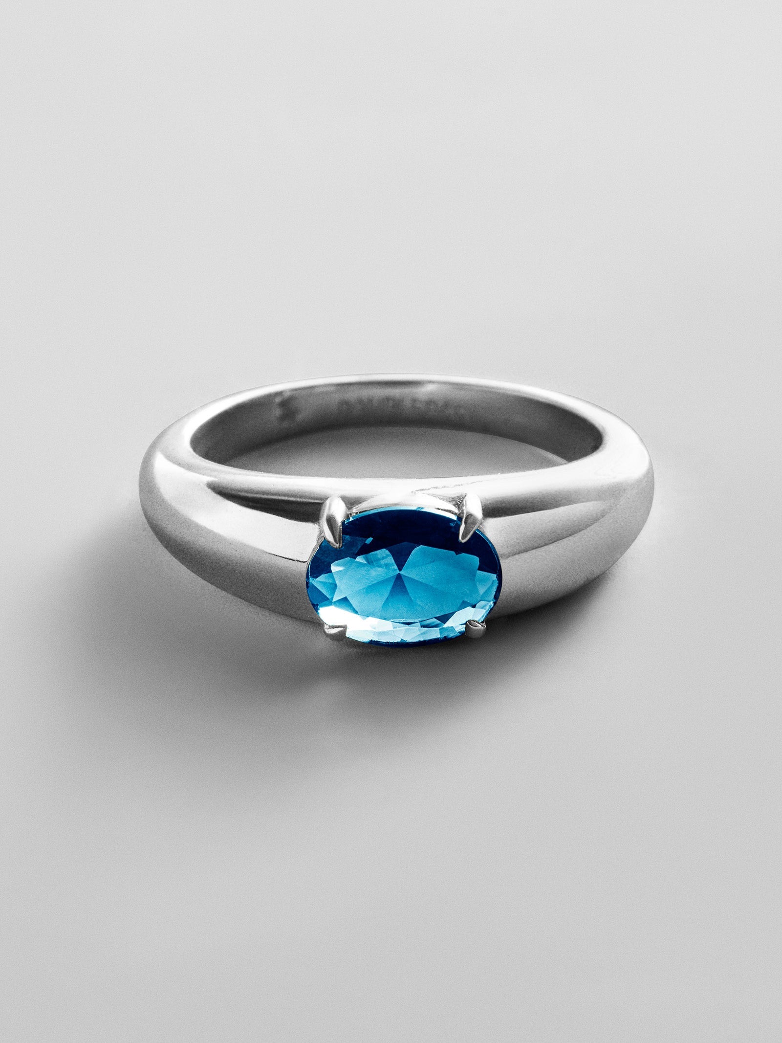 Cigar Band Custom Birthstone Ring - Silver
