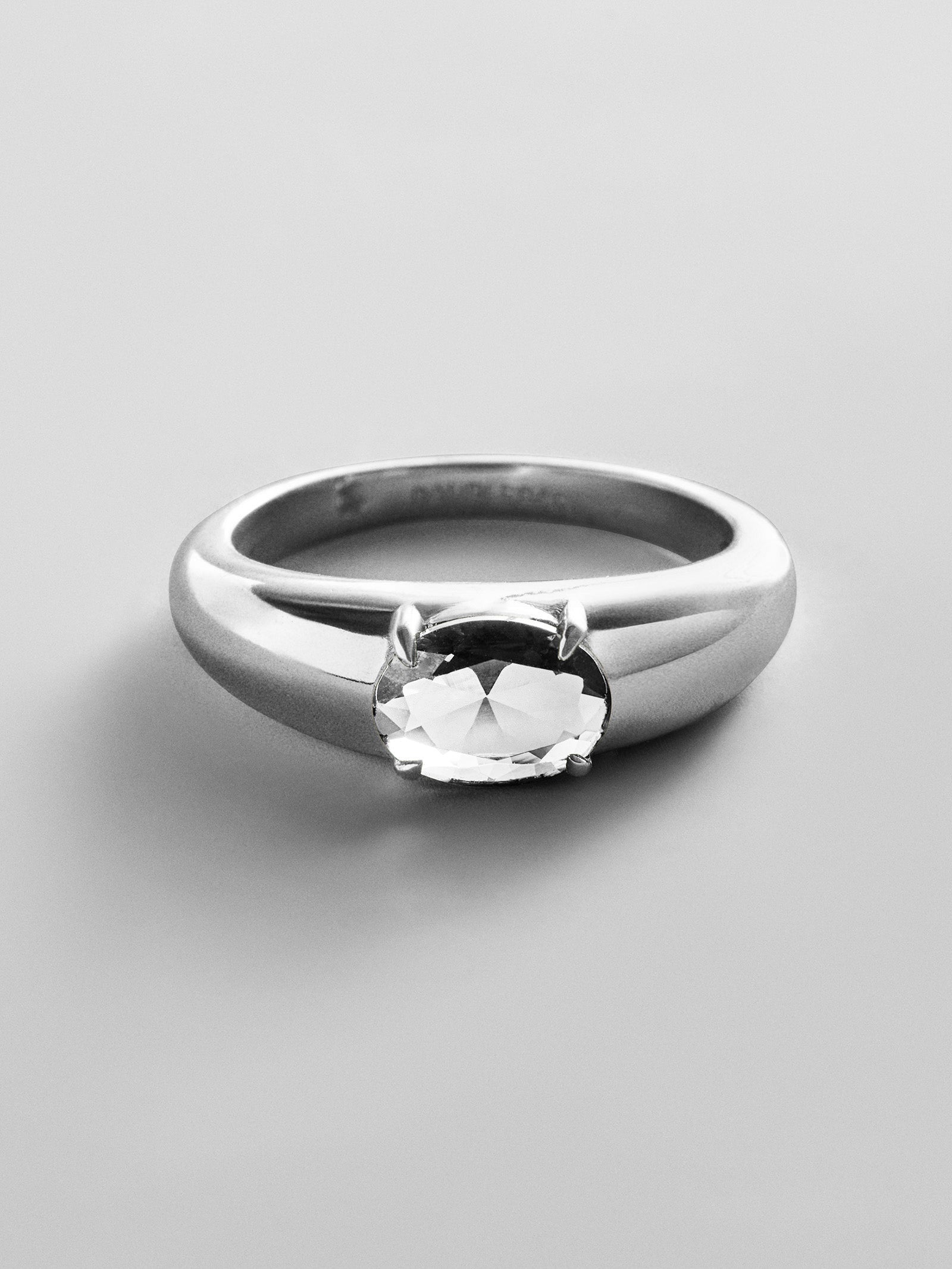 Cigar Band Custom Birthstone Ring - Silver