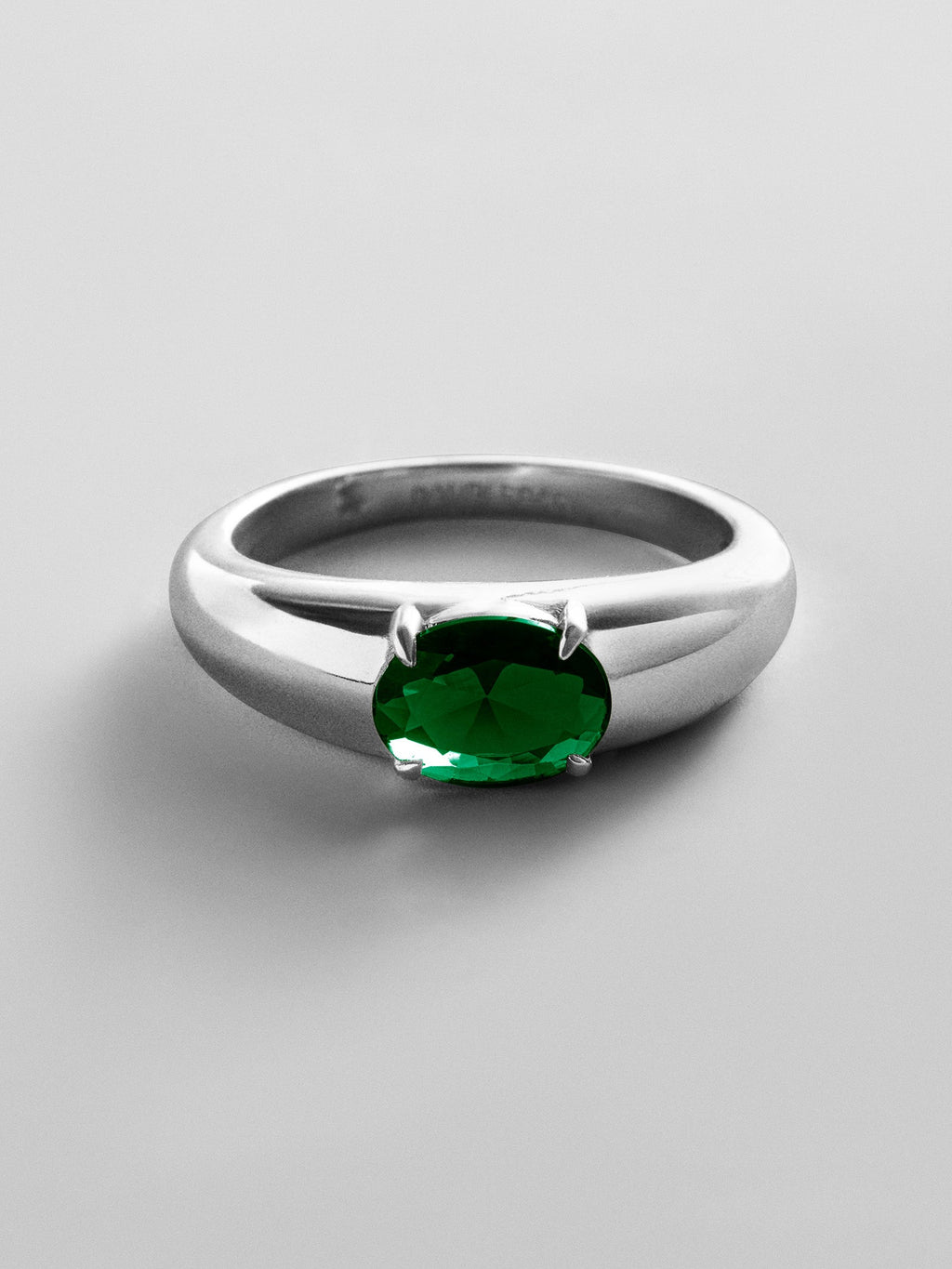 Cigar Band Custom Birthstone Ring - Silver