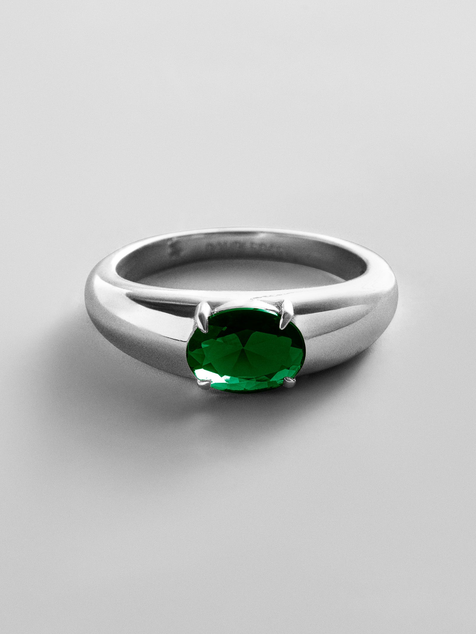 Cigar Band Custom Birthstone Ring - Silver