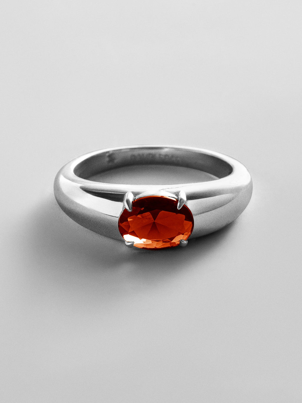 Cigar Band Custom Birthstone Ring - Silver