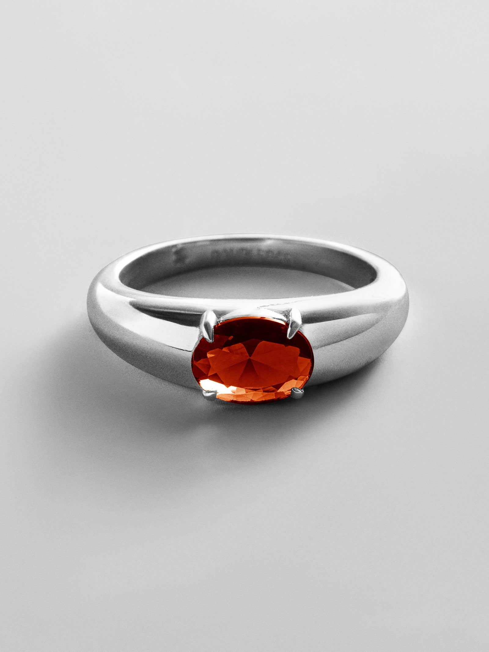Cigar Band Custom Birthstone Ring - Silver