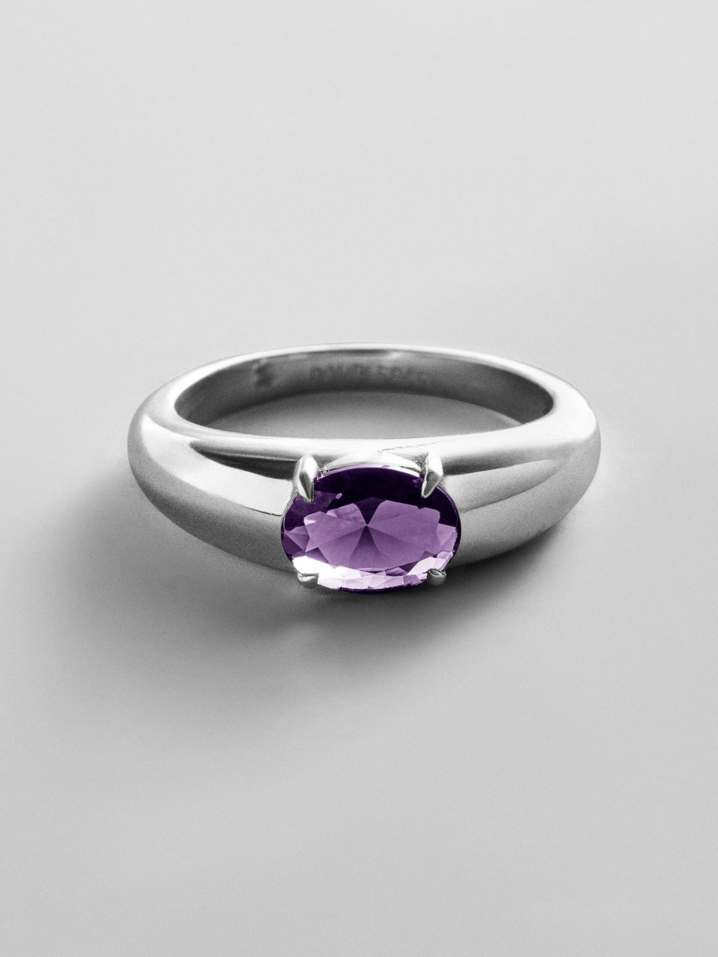 Cigar Band Custom Birthstone Ring - Silver