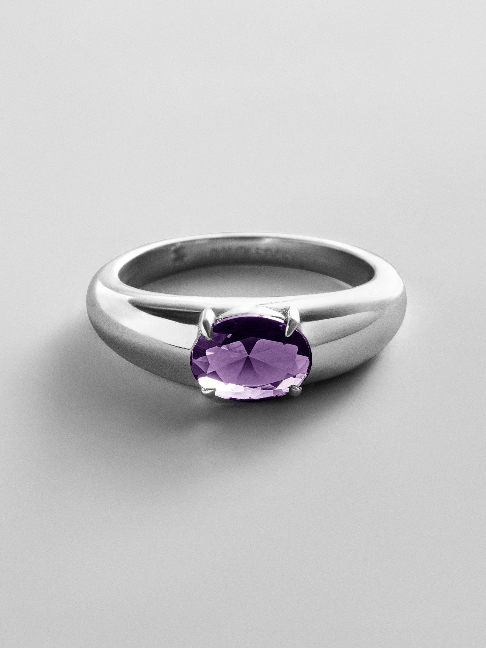 Cigar Band Custom Birthstone Ring - Silver