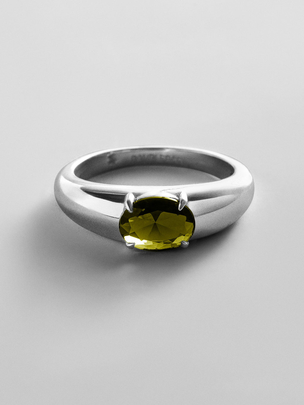Cigar Band Custom Birthstone Ring - Silver