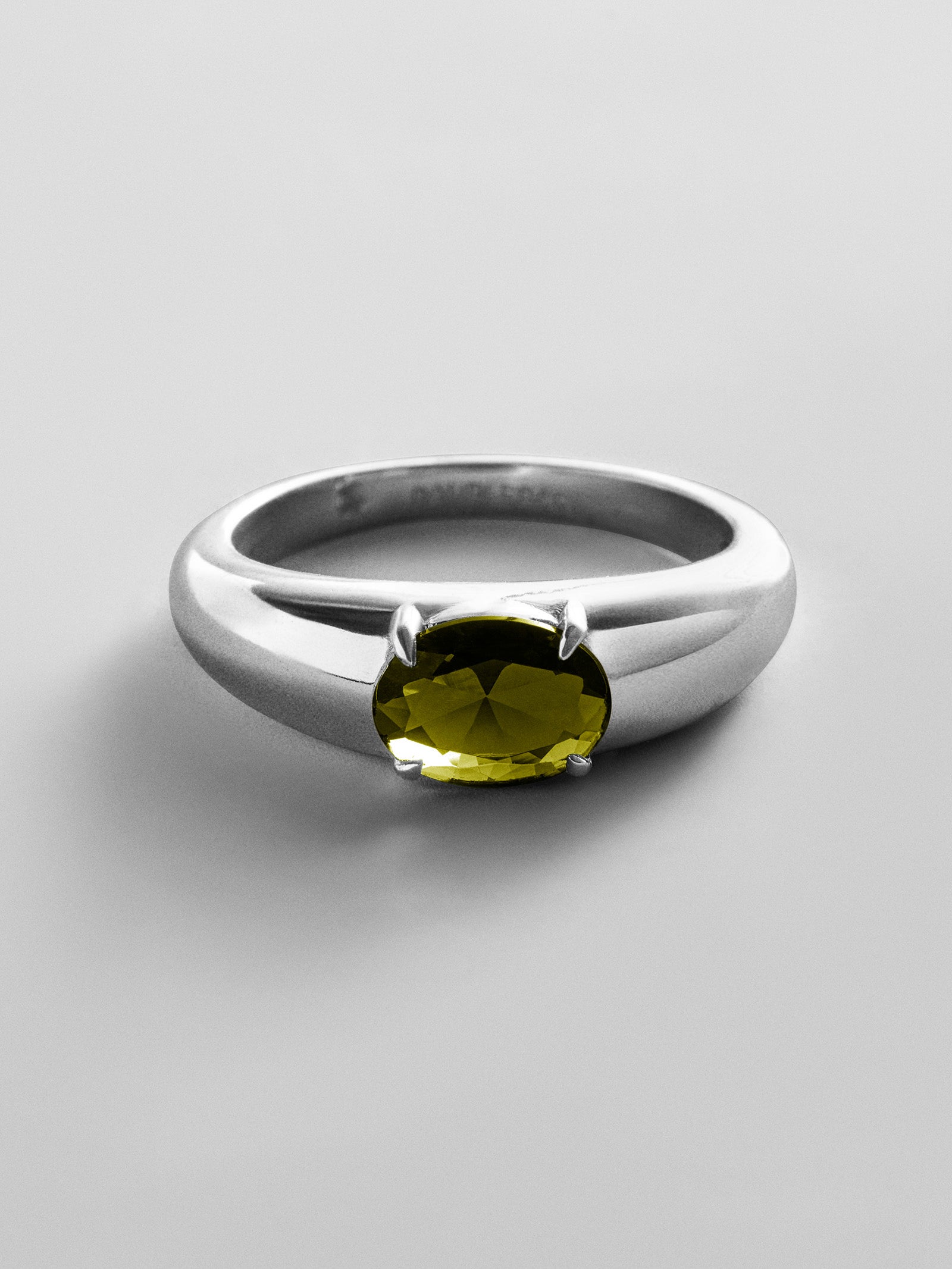 Cigar Band Custom Birthstone Ring - Silver