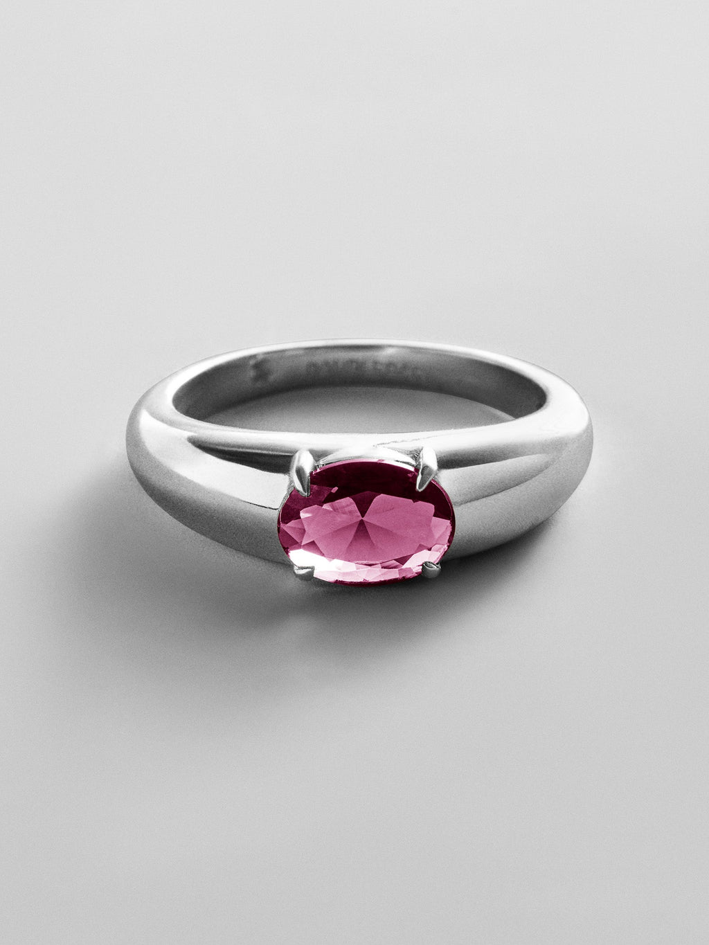 Cigar Band Custom Birthstone Ring - Silver