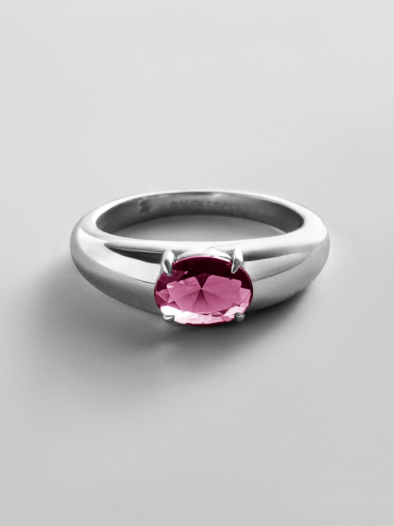 Cigar Band Custom Birthstone Ring - Silver