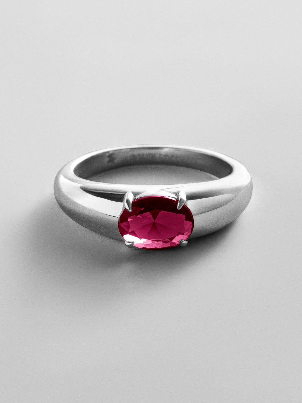 Cigar Band Custom Birthstone Ring - Silver