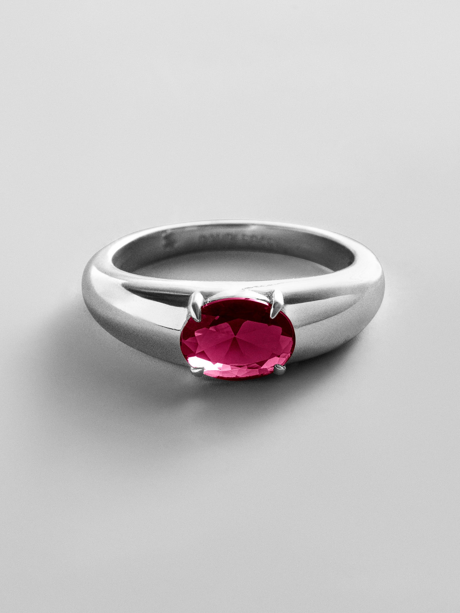 Cigar Band Custom Birthstone Ring - Silver